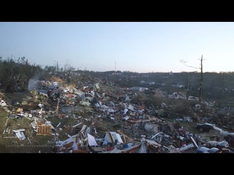 01-26-2021 Fultondale, AL - Significant Damage - First Light Drone - Homes Destroyed - Cars Tossed