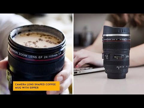 Camera Lens Shaped Coffee Mug With Sipper  - HaddHogai