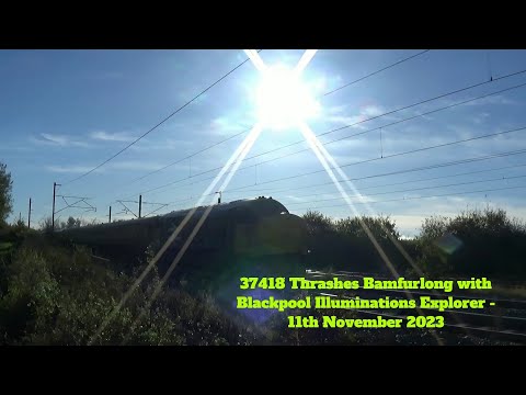 37418 Thrashes Bamfurlong with Blackpool Illuminations Explorer - 11th November 2023