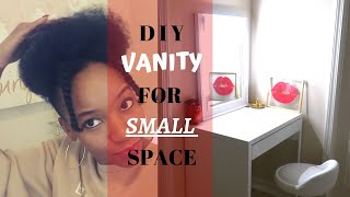 DIY VANITY FOR SMALL SPACE | IKEA DESK VANITY | CORDLESS VANITY LIGHTS