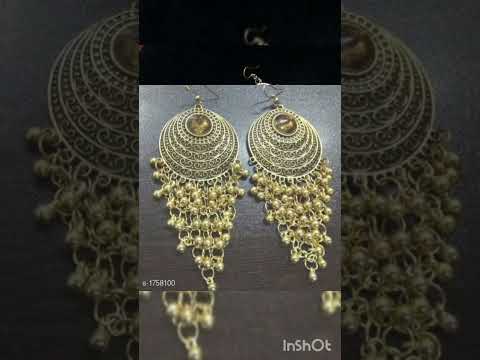 Oxidized Silver Afghani Ghunghru Poth Jali Earring for Women and Girls