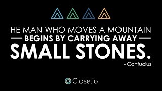 Sales motivation quote: He man who moves a mountain begins by ...