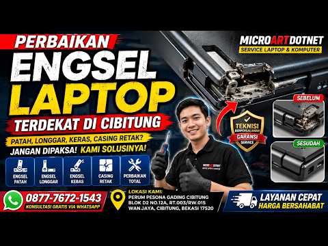 Video perbaikan engsel laptop di Cibitung dari channel MICROARTDOTNET