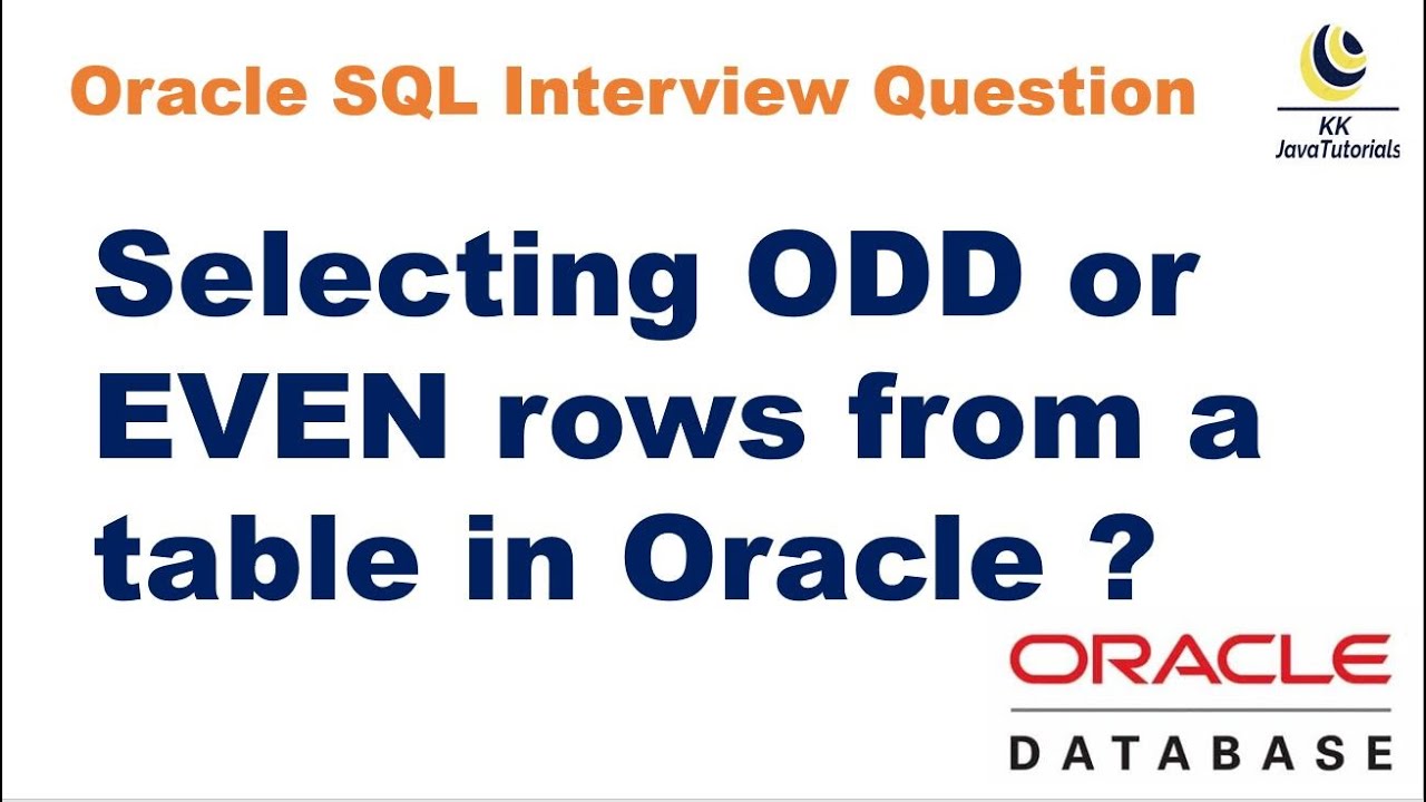 SQL Query to select ODD or EVEN rows from a table in Oracle? ||  Explained two methods