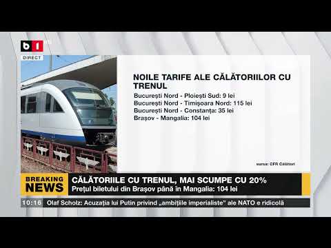 CĂLĂTORIILE CU TRENUL, MAI SCUMPE CU 20%_Știri B1_1 iulie 2022