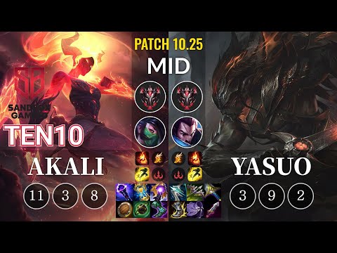 SB Ten10 Akali vs Yasuo Mid - KR Patch 10.25