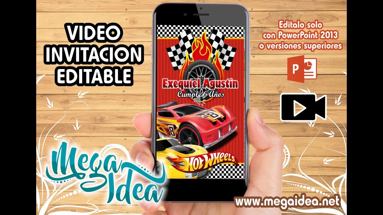 Video Invitación de Hot Wheels en Powerpoint Editable