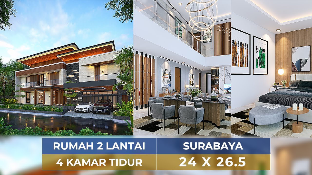 Video 3D Desain Rumah Modern 2 Lantai Ibu FLC 1454 - Surabaya