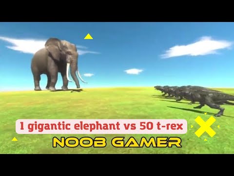 1 GIGANTIC Elephant  vs 50 Tiny T Rexes | Animal Revolt Battle Simulator