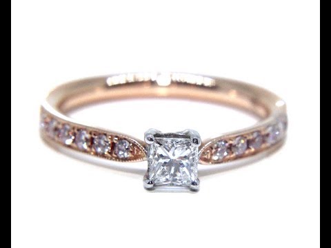 18ct Rose Gold Princess Diamond Engagement Ring 0.46ct