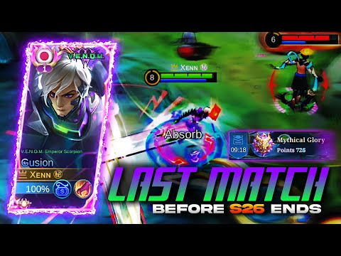 LAST GUSION GAME BEFORE MLBB SEASON 26 ENDS | ULTRA FASTHANDS GUSION GAMEPLAY - MLBB