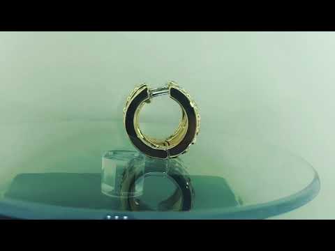 Diamond Hoops Earrings Yellow Gold Handmade Unique