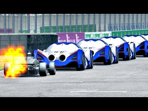 Formula Jet Engine vs Devel Sixteen Hypercars at Le Mans 24h Circuit