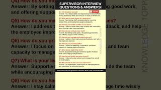 Supervisor Interview Questions and Answers
