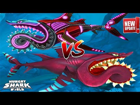 Hungry Shark World - Enemy Skin Neon in Buzz Sharks Unlocked Update - All 34 Sharks Android Gameplay