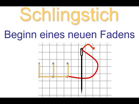 Schlingstich Beginn eines neuen Fadens   gebundenes Sticken