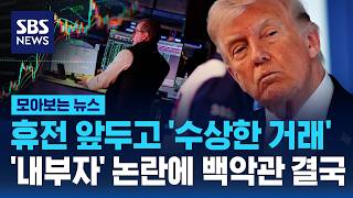 휴전 앞두고 '수상한 거래'..'내부자' 논란 이어지자 백악관 결국 / SBS / 모아보는 뉴스