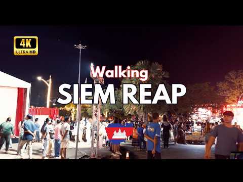[4K Ultra HDR] 🇰🇭 Walking Siem Reap @ Night Hotspots Nightlife Sights | 4K Walking Tour #asia