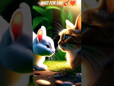 friendship between kitten and rabits 🌷❤️🎸,#cats ,#shorts