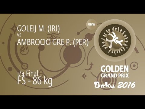 1/4 FS - 86 kg: M. GOLEIJ (IRI) df. P. AMBROCIO GRE (PER), 4-0