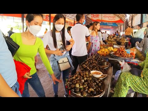Amazing Street Food Market in Countryside, Kien Svay Resort | Popular Street Food in Cambodia