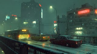 Snowstorm In The City ❄️ Heavy Snow Ambience & Traffic Noise 🚌 For Sleeping