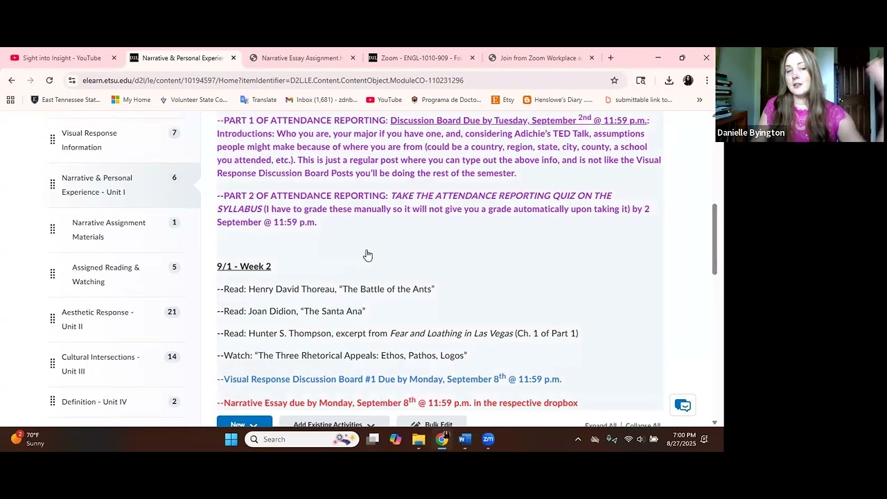 English Composition - Narrative Essay Assignment