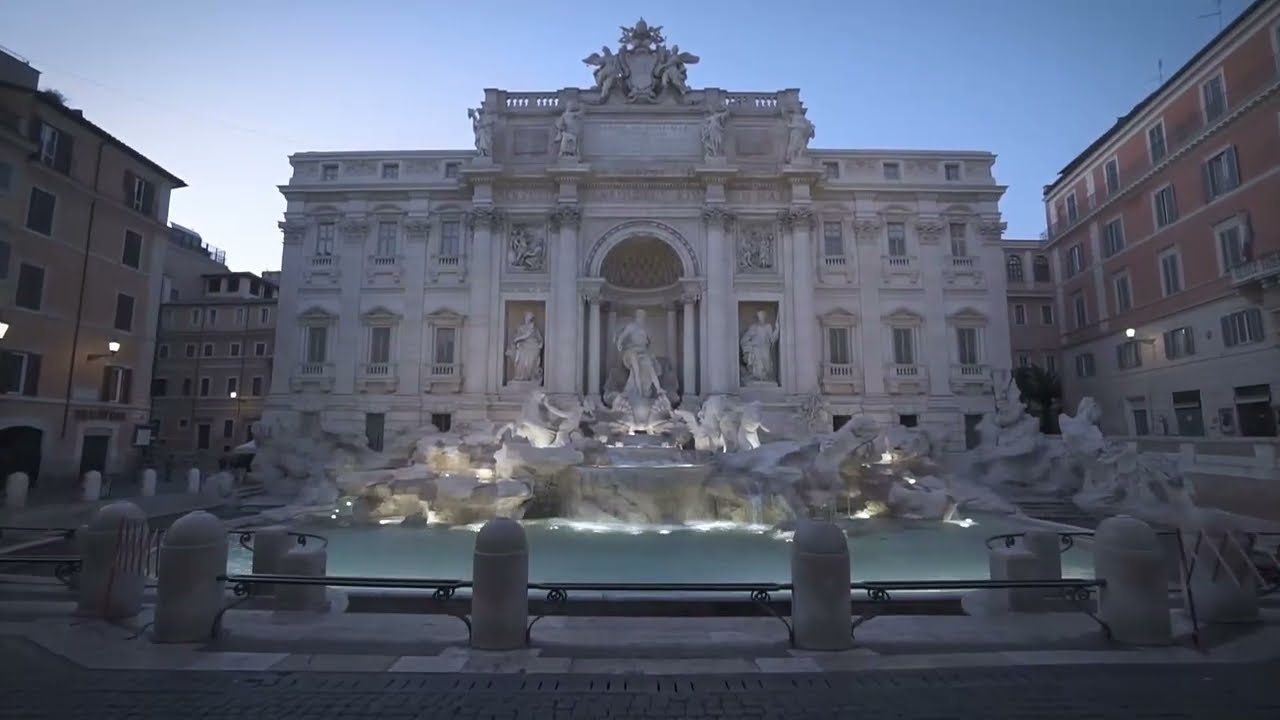 Breathtaking cinematic visuals of the iconic Trevi Fountain!