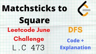 YouTube video 'Matchsticks to Square 🔥 | Leetcode June challenge | Leetcode 473 | Approach + Code  | C++ | Hindi'