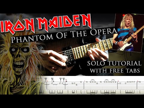 Iron Maiden - Phantom Of The Opera Dave Murray's 1st solo lesson (with tabs and backing tracks)