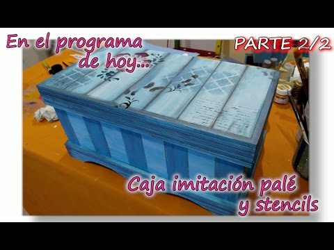 Caja de madera con imitación palé y stencils 2/2