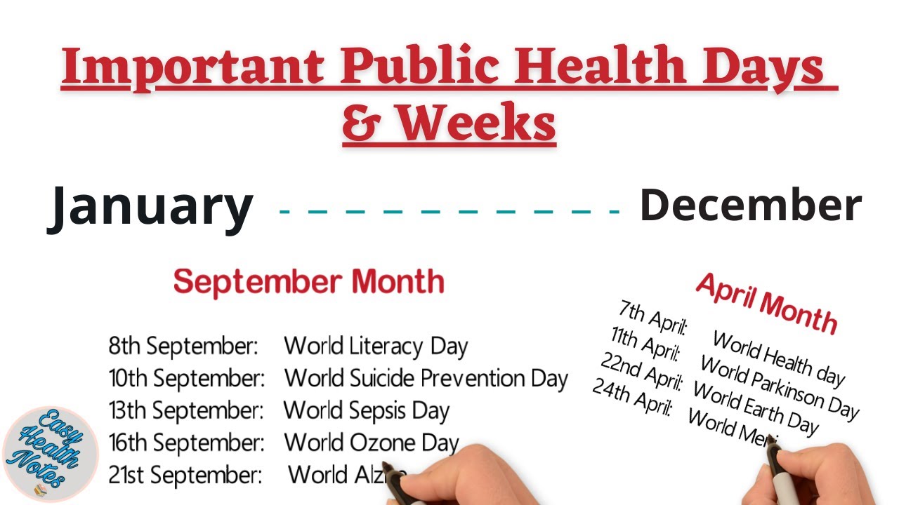 What are the important health days and weeks in January-December?