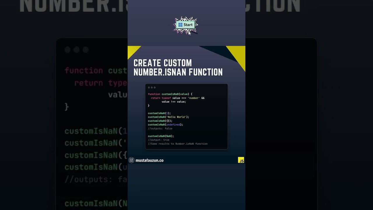 Javascript, Create Custom Number.isNaN Function #javascript