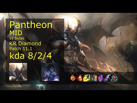 Pantheon vs Sylas Mid - KR Diamond 8/2/4 Patch 11.1 Gameplay // [롤] 판테온 vs 사일러스 미드