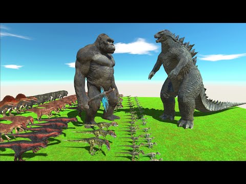Dinosaurs Revolt Battle With King Kong | Who can defeat Godzilla 2014?Animal Revolt Battle Simulator
