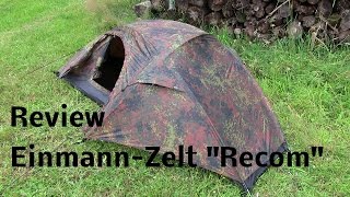 Camping Einmannzelt "Recom" |  Flecktarn | Review - ausführlich und in HD | Outdoor AusrüstungTV