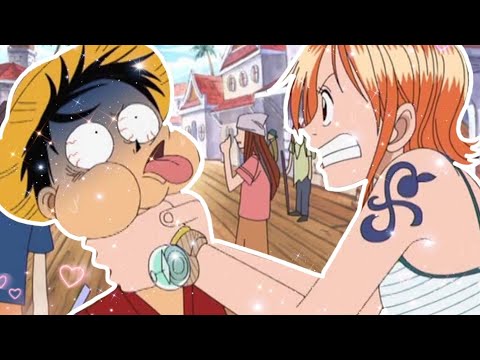 Nami beating up Luffy for 2 min