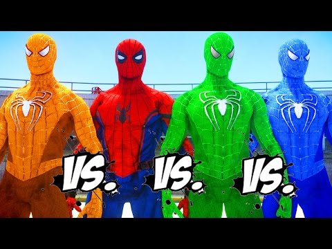 SPIDER-MAN vs GREEN SPIDERMAN vs ORANGE SPIDERMAN vs BLUE SPIDERMAN - EPIC SUPERHEROES BATTLE
