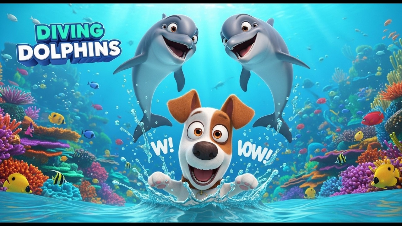 Diving Dolphins  /  Educational, Fun, Animated Music Video for Kids