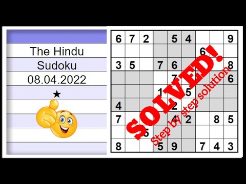 🔊How to Solve The Hindu 1 Star Sudoku Step by Step Solution for Beginners | 08.04.2022