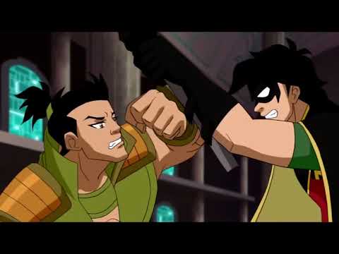 05 Robin vs Karate Kid and Dawnstar   Fight Scene   JLA Adventures  Trapped in Time