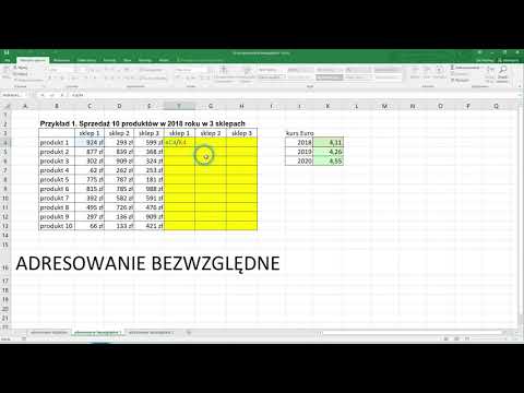 Excel 2016 - adresowanie względne i bezwzględne
