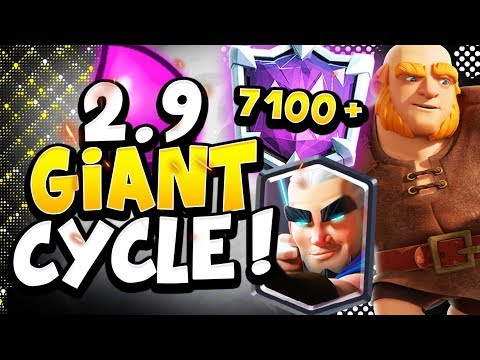 7100+ TOP 100 LADDER with 2.9 GIANT CYCLE! - CLASH ROYALE