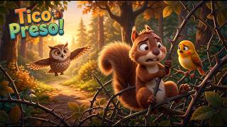🐿️🌳 Quando a Distração Leva ao Perigo: A História de Tico e o Resgate na Floresta de Espinhos  🐿️🌳