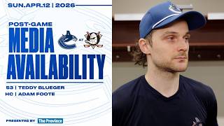 Teddy Blueger & Adam Foote Post-Game Media | Vancouver Canucks at Anaheim Ducks (Apr 12 2026)