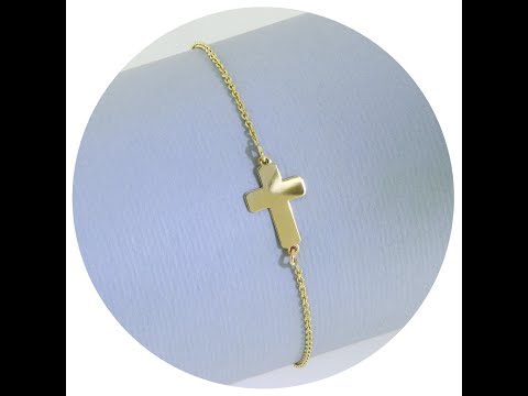 Bratara cu Lant Aur Galben 14k Cruciulita - Fina cu Semnificatie