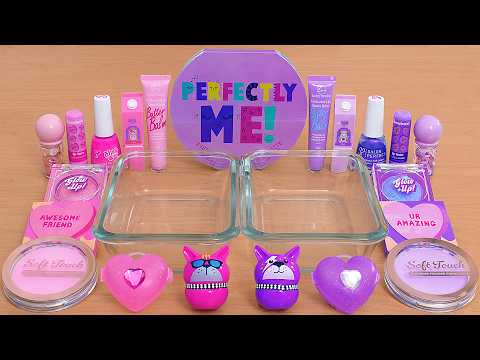 Pink vs Purple - Mixing Makeup Eyeshadow Into Slime ASMR