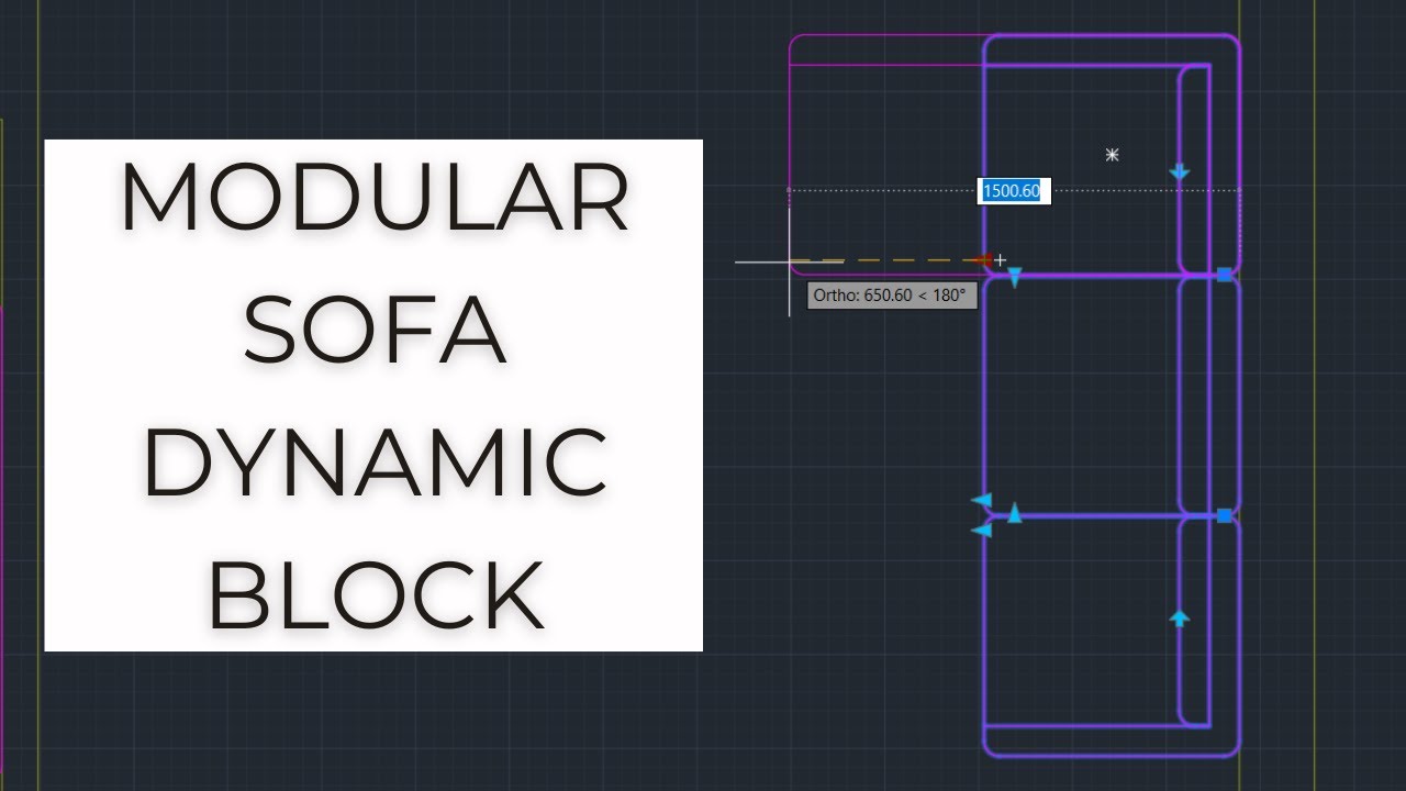 Dynamic Blocks - Modular Sofa - AutoCAD for Beginners