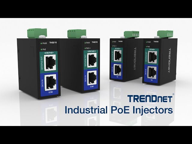 Vídeo relacionado con TRENDnet, TI-IG30, Inyector industrial PoE+ Gigabit de 30W, carcasa con clasificación IP30, incluye soportes para riel DIN y pared