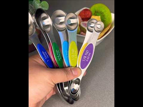 The ultimate measuring magnetic spoon set. #magneticmeasuringspoons #kitchentools #connectingtables